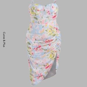 Plus Size Watercolor Midi Dress